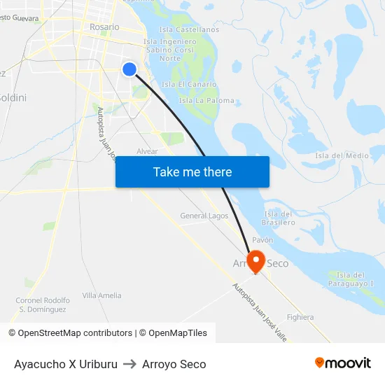 Ayacucho X Uriburu to Arroyo Seco map