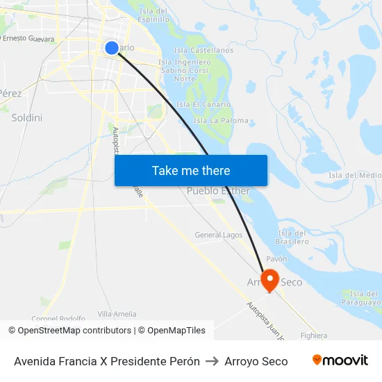 Avenida Francia X Presidente Perón to Arroyo Seco map