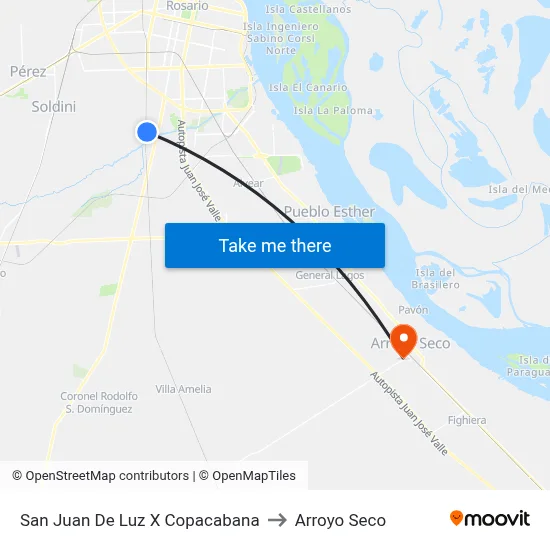 San Juan De Luz X Copacabana to Arroyo Seco map