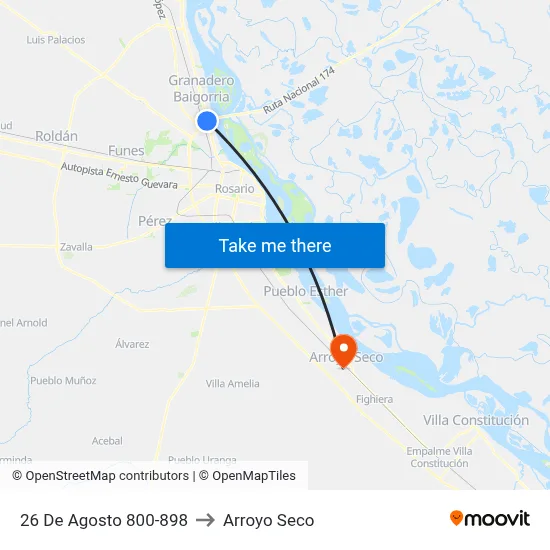 26 De Agosto 800-898 to Arroyo Seco map