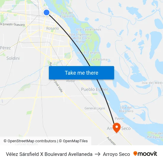 Vélez Sársfield X Boulevard Avellaneda to Arroyo Seco map