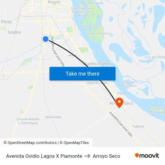 Avenida Ovidio Lagos X Piamonte to Arroyo Seco map