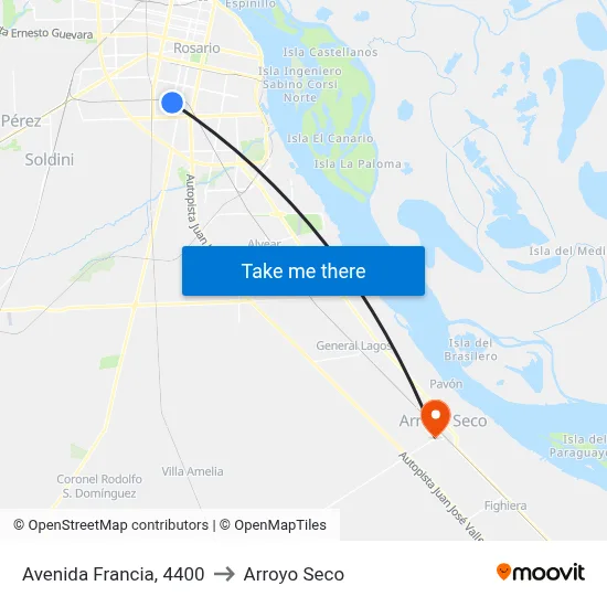 Avenida Francia, 4400 to Arroyo Seco map