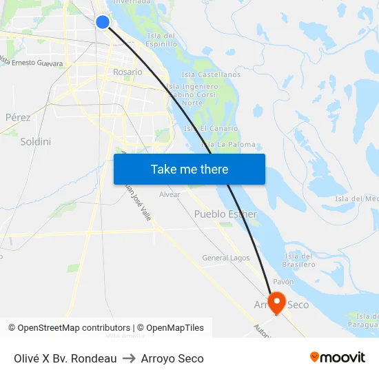Olivé X Bv. Rondeau to Arroyo Seco map