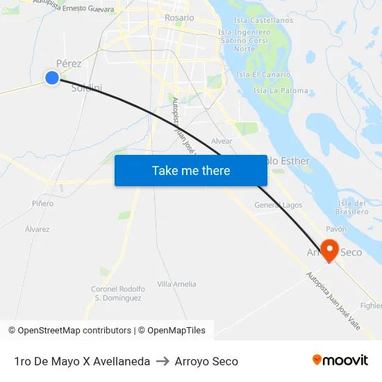 1ro De Mayo X Avellaneda to Arroyo Seco map