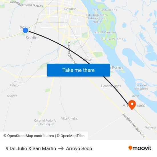 9 De Julio X San Martin to Arroyo Seco map
