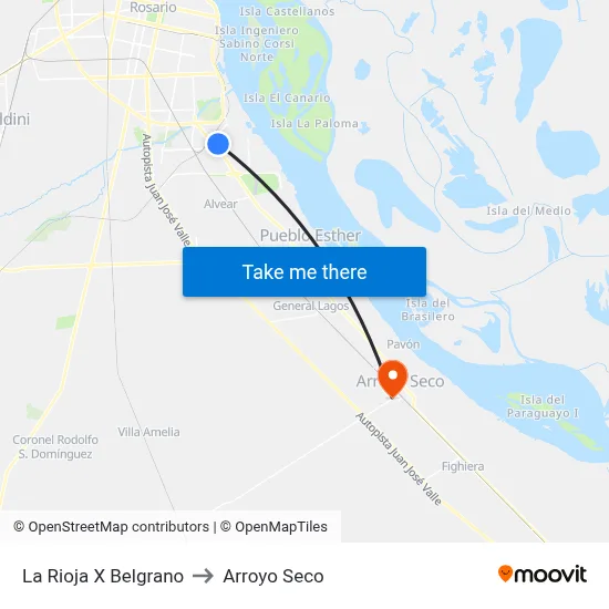 La Rioja X Belgrano to Arroyo Seco map