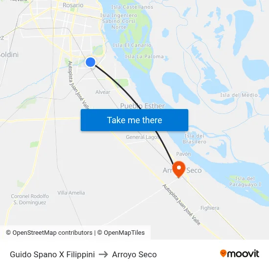 Guido Spano X Filippini to Arroyo Seco map