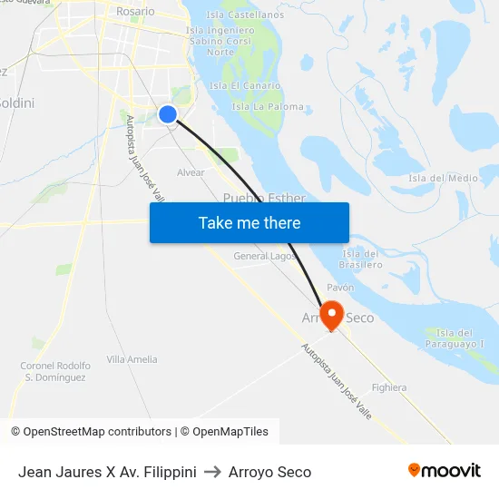 Jean Jaures X Av. Filippini to Arroyo Seco map