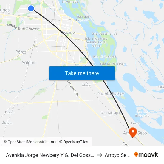 Avenida Jorge Newbery Y G. Del Gossio to Arroyo Seco map