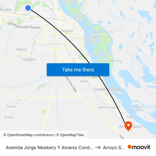 Avenida Jorge Newbery Y Alvarez Condarco Bis to Arroyo Seco map