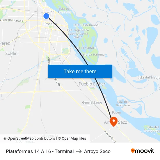 Plataformas 14 A 16 - Terminal to Arroyo Seco map
