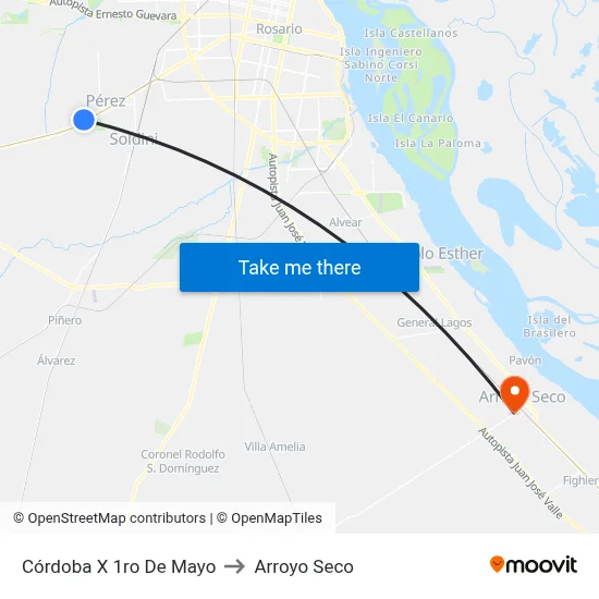 Córdoba X 1ro De Mayo to Arroyo Seco map