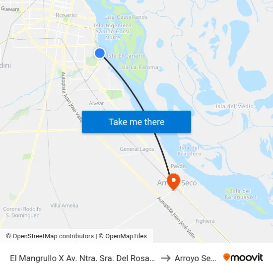 El Mangrullo X Av. Ntra. Sra. Del Rosario to Arroyo Seco map