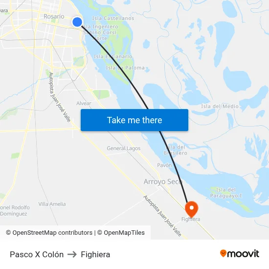 Pasco X Colón to Fighiera map