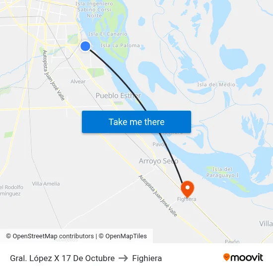 Gral. López X 17 De Octubre to Fighiera map