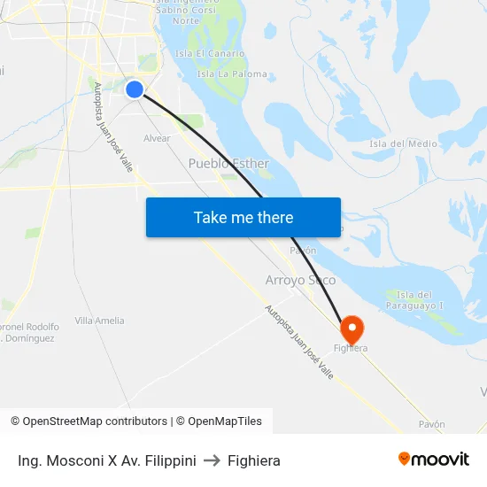 Ing. Mosconi X Av. Filippini to Fighiera map