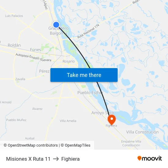 Misiones X Ruta 11 to Fighiera map