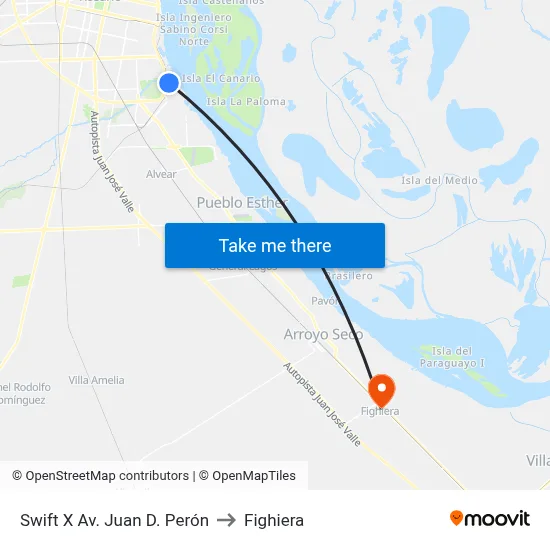 Swift X Av. Juan D. Perón to Fighiera map