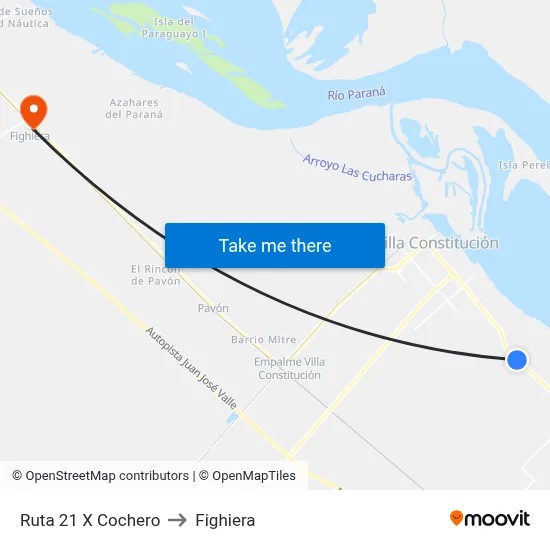 Ruta 21 X Cochero to Fighiera map
