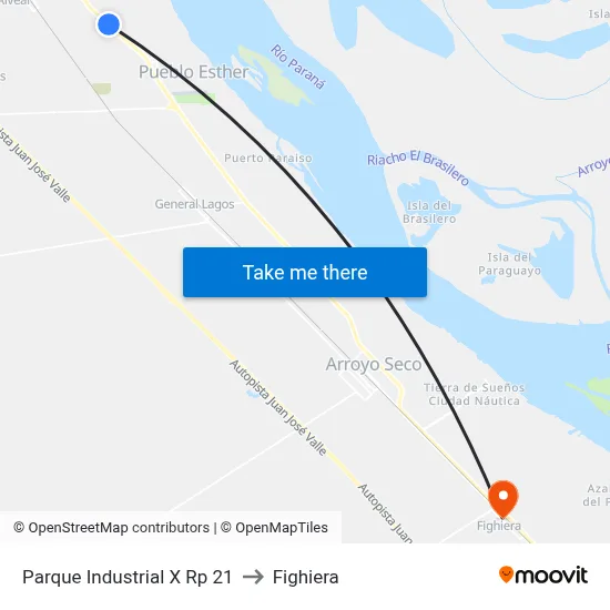 Parque Industrial X Rp 21 to Fighiera map