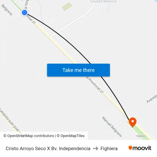 Cristo Arroyo Seco X Bv. Independencia to Fighiera map