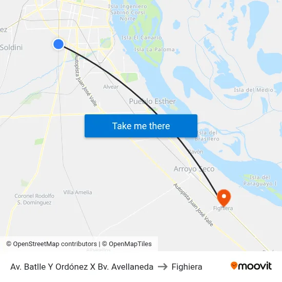 Av. Batlle Y Ordónez X Bv. Avellaneda to Fighiera map