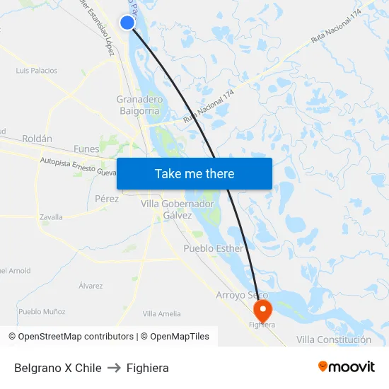 Belgrano X Chile to Fighiera map