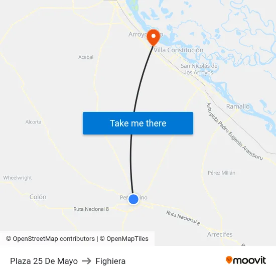 Plaza 25 De Mayo to Fighiera map