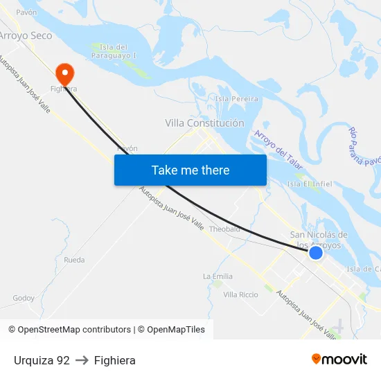 Urquiza 92 to Fighiera map