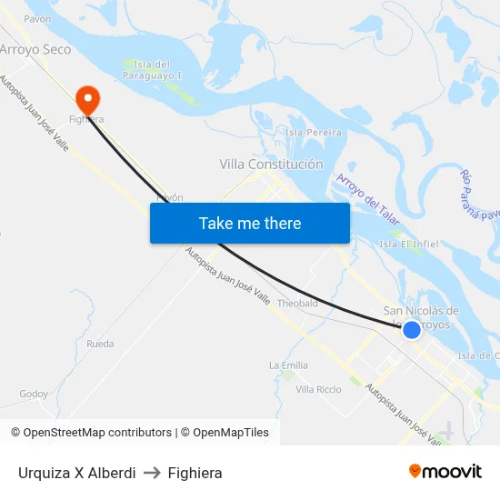Urquiza X Alberdi to Fighiera map