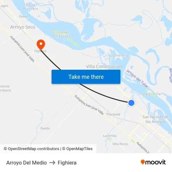Arroyo Del Medio to Fighiera map