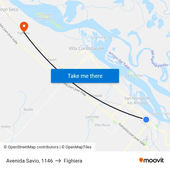 Avenida Savio, 1146 to Fighiera map