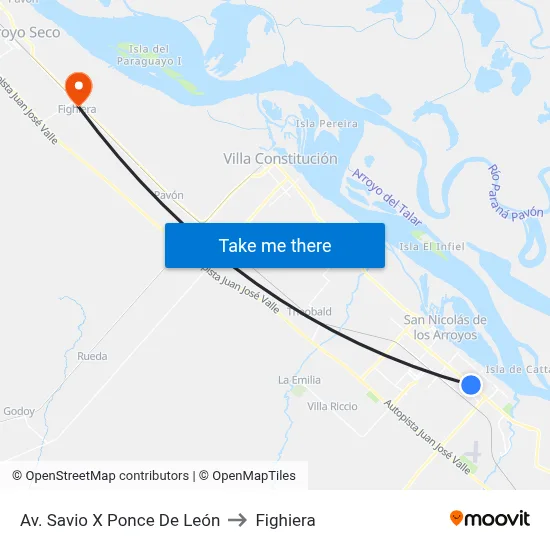 Av. Savio X Ponce De León to Fighiera map