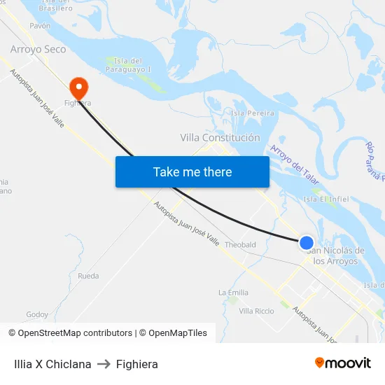 Illia X Chiclana to Fighiera map