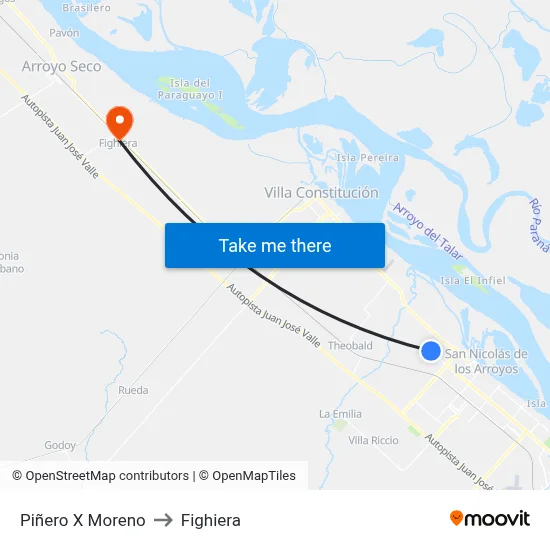 Piñero X Moreno to Fighiera map