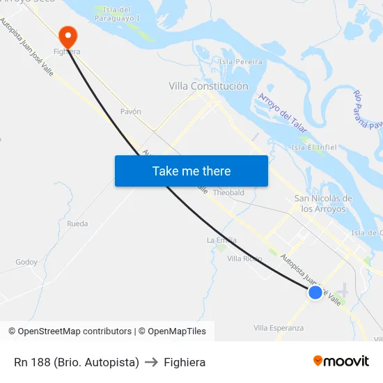 Rn 188 (Brio. Autopista) to Fighiera map