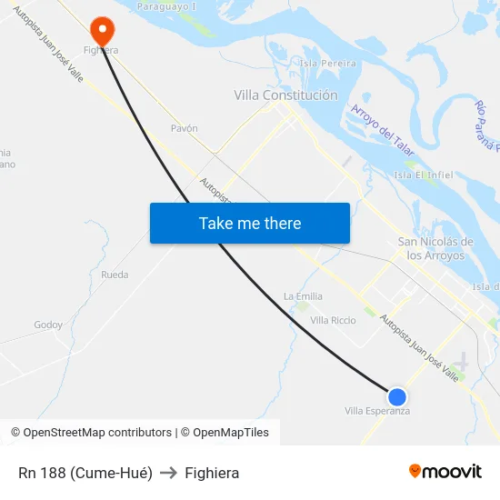 Rn 188 (Cume-Hué) to Fighiera map