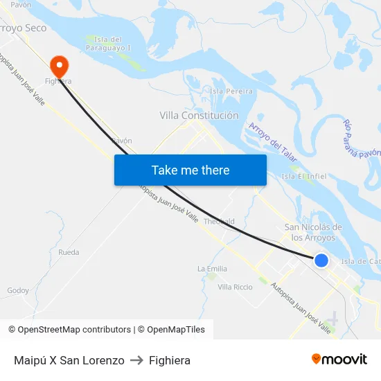 Maipú X San Lorenzo to Fighiera map
