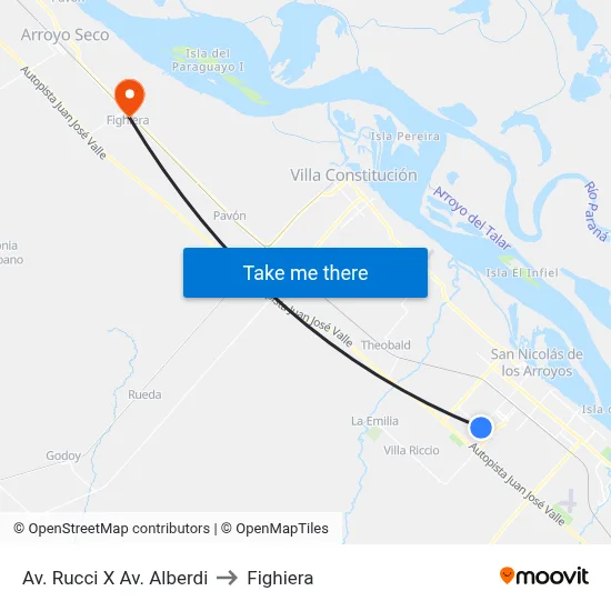 Av. Rucci X Av. Alberdi to Fighiera map