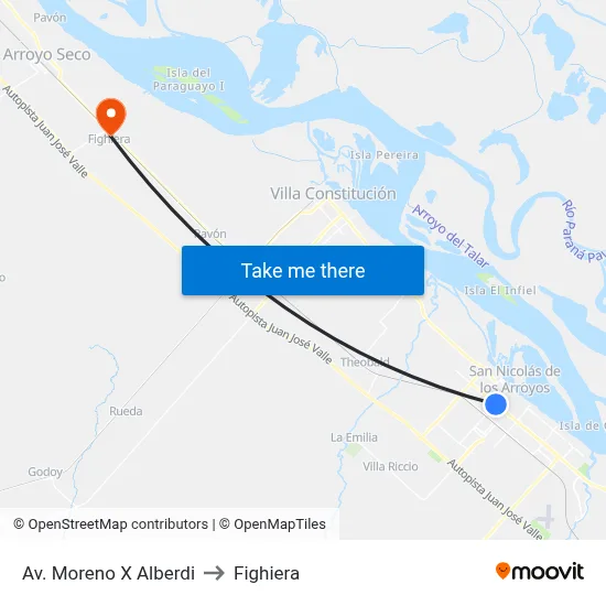 Av. Moreno X Alberdi to Fighiera map