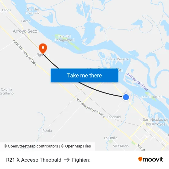 R21 X Acceso Theobald to Fighiera map