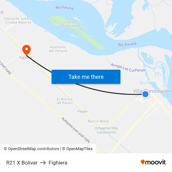 R21 X Bolivar to Fighiera map