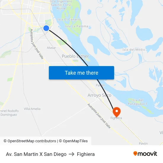 Av. San Martin X San Diego to Fighiera map