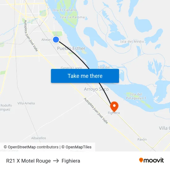 R21 X Motel Rouge to Fighiera map
