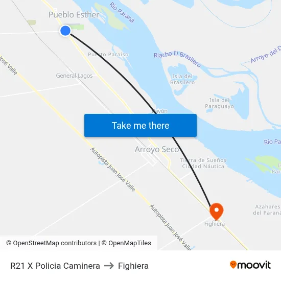 R21 X Policia Caminera to Fighiera map