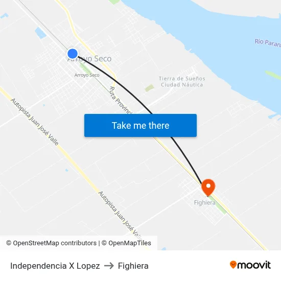 Independencia X Lopez to Fighiera map