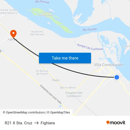 R21 X Sta. Cruz to Fighiera map