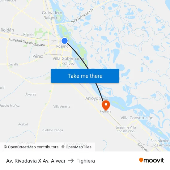 Av. Rivadavia X Av. Alvear to Fighiera map