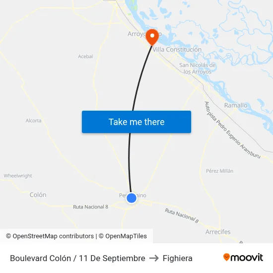 Boulevard Colón / 11 De Septiembre to Fighiera map